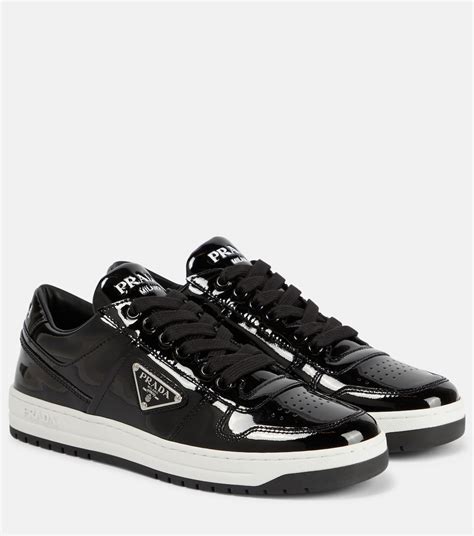 prada patent leather ribbon lace up sneakers|prada downtown patent sneakers.